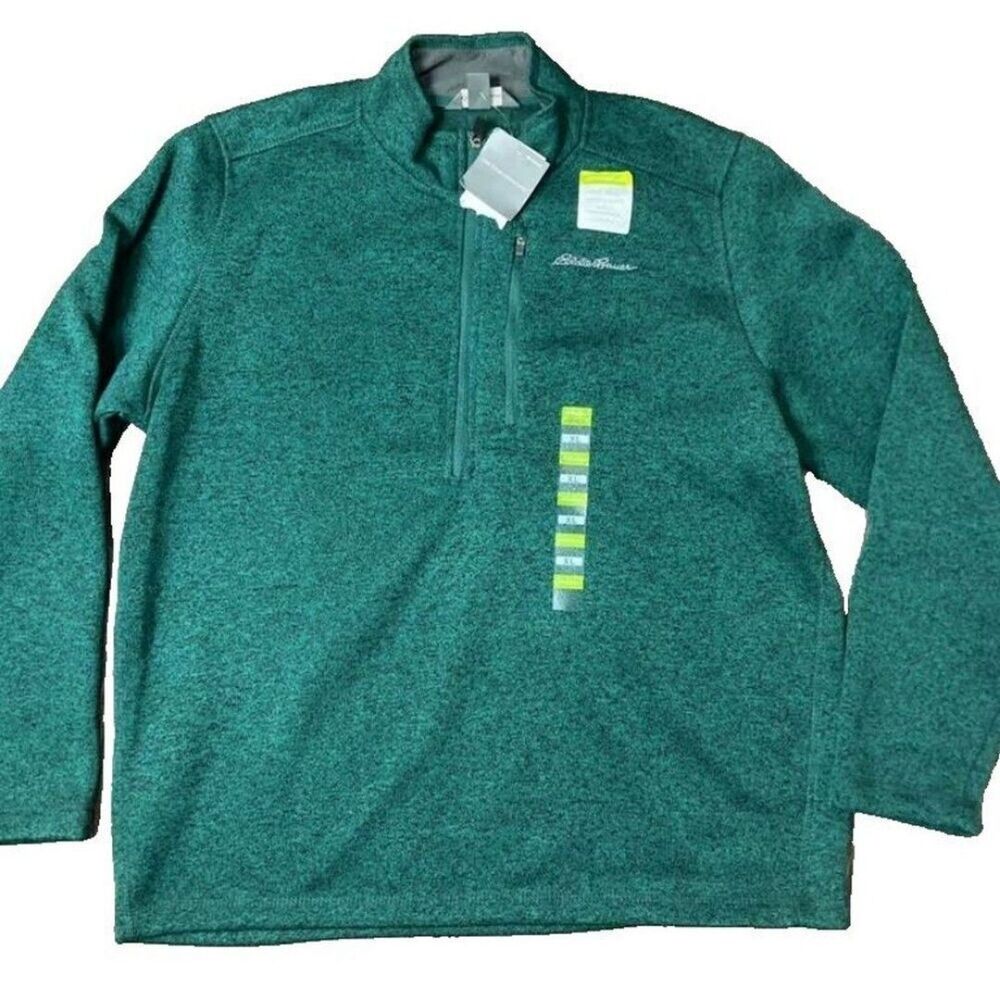 Eddie Bauer Men’s XL Green Quarter‑Zip Pullover NWT